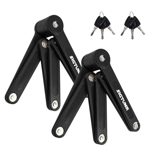 Sigtuna Folding Bike Lock 2 Pack, Hardened Steel 8mm Folding Lock Heavy Duty Anti Theft with Easy Mounting, Bicycle Lock with Anti-Scratch Coating for Bicycle, Electric Bike, Outdoor Equipments