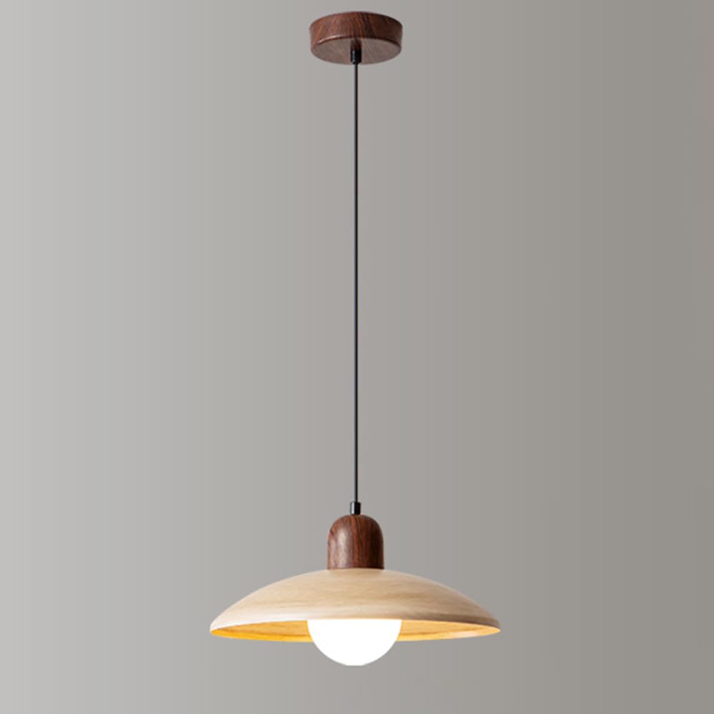 Iluminación de isla de cocina con lámpara colgante de cúpula y veta de madera acogedora 1