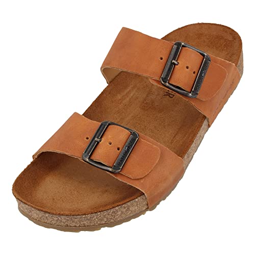 Image of HAFLINGER Andrea Elegant Leather Sandals with Rubber Sole and Cork Latex Footbed Unisex