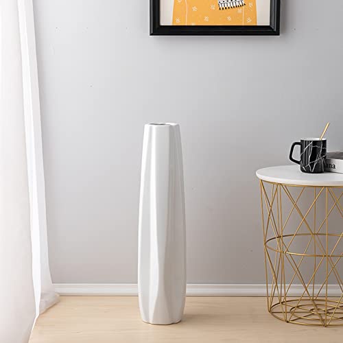 Vase en céramique grand modèle blanc pour support fleurs haut