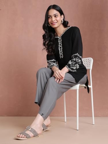 Image of TWIN BIRDS Women Viscose Kurti Pants | Straight Fit Ethnic Daily Trousers