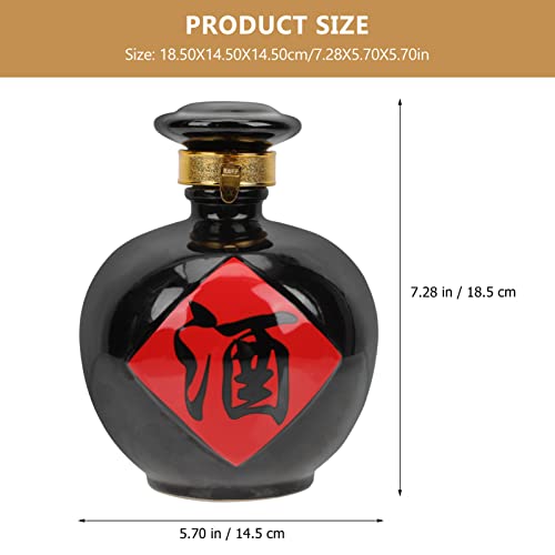 Happyyami Chinese Whiskey Decanter Decanter Ceramic Retro Wine Bottle Chinese Antique Wine Jug Serving Wine Sake Pot Kitchen Utensil for Home Kitchen Wine Bourbon Black Dispenser Container