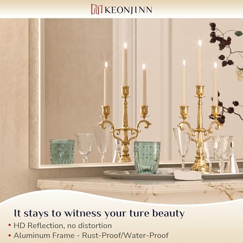 Image of Keonjinn 30x30 Inch Brushed Nickel Bathroom Mirror for Over Sink, Rectangle