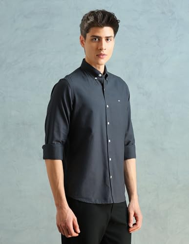 Image of Arrow Sport Solid Slim Fit Cotton Shirt for Men - Full Sleeve Mens Casual Shirts