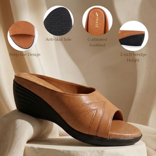 Image of TRASE Wedges for Women | Stylish Sandals for Woman | 2 Inch Wedge Heel Footwear | Ladies Office Wear