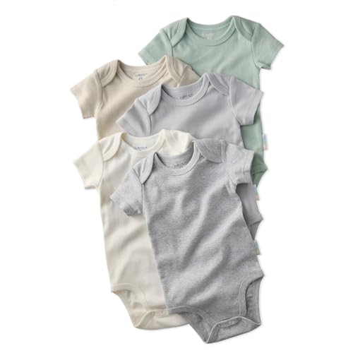 Image of Butterblu Avery 5-Pack Short Sleeve Bodysuits 100% Organic Cotton Baby Clothes for Boys and Girls