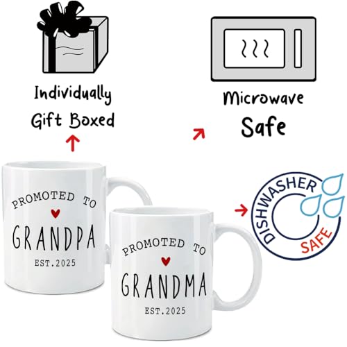 Promoted-to-Grandparents-EST-2025-Coffee-Mugs-Set-Pregnancy-Announcement-Mothers-Day-Fathers-Day-Gift-Surprise-Publicity-Mug-Gifts-Pregnancy-Reveal-New-Baby-Announcement-New-Grandma-Gift Promoted to Grandparents EST 2025 Coffee Mugs Set Pregnancy Announcement Mothers Day Fathers Day Gift Surprise Publicity Mug Gifts Pregnancy Reveal New Baby Announcement New Grandma Gift