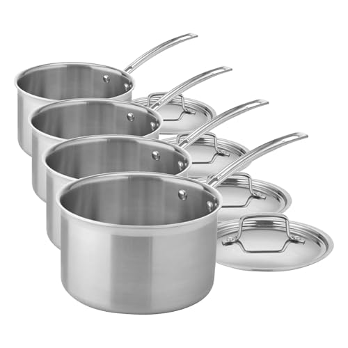 Image of Cuisinart 4-Quart Skillet, Stainless Steel Cookware Multiclad Pro Triple Ply Saucepan w /Cover, MCP194-20N (Pack of 4)