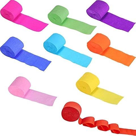 Crepe Paper Rolls Paper Streamers Party Craft Streamers Hanging Decorations Rainbow Paper Streamers Streamer Paper Decorations Assorted Colors for Birthday Wedding Concert Various Festivals 9 Rolls Cover
