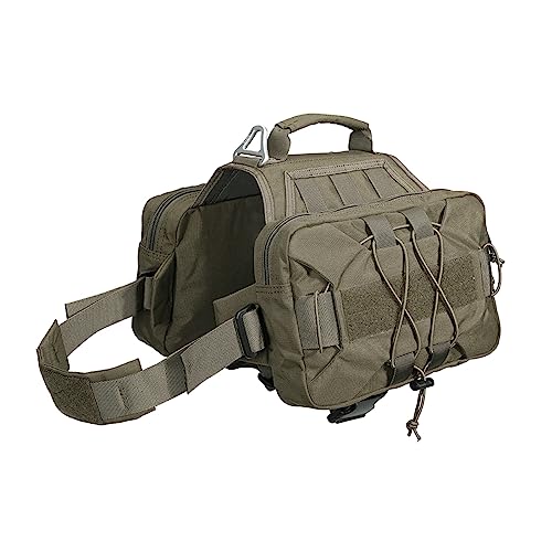 EXCELLENT ELITE SPANKER Service Jagd Hund Rucksack Rucksack Hundegeschirr Satteltasche Hunderucksack Einstellbar Molle Hund Rucksack für Mittelgroße Large Hunde(Olivgrün)