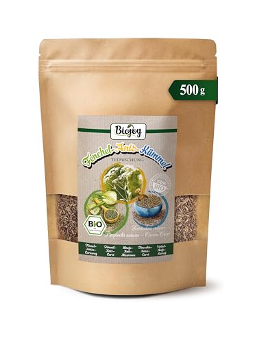 Biojoy Té Orgánico de Hinojo Anís Alcaravea (500 g), semillas enteras, sin aditivos