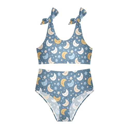 Cute Moons and Stars Girls Two Piece Tankini Swimsuits Summer Bathing Suit Beach Swimwear Set4