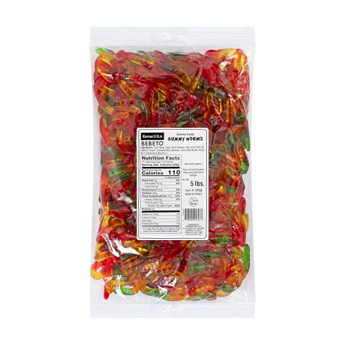 Kervan Candy Bebeto Gummy Worms - Fruity, Soft & Sweet Gummy Candy Bulk for Kids, Gift Snacks and Parties - Classic Worms Gummies Big Party Size Bag (5 lbs)