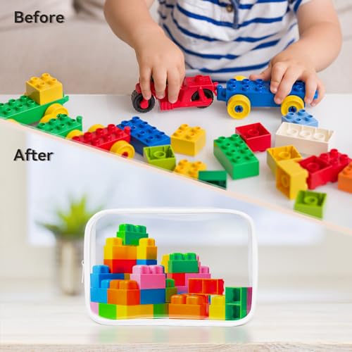 TISRATOK 16 PCS Clear Makeup Bag, Travel Essentials Toiletry Bag, Transparent PVC Cosmetic Organizer Toy Storage Pouch for Women Men - WHITE,Small3