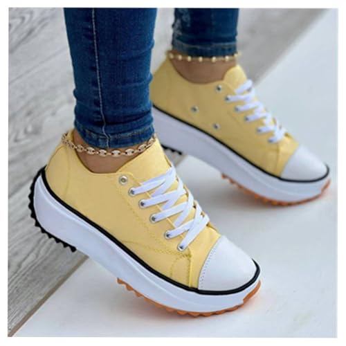 Elsvia Orthopedic Shoes for Women, Hiking Comfortable Casual Canvas Sneakers, Thick Sole Breathable Shoes 5