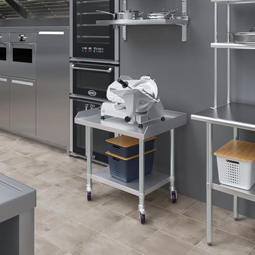 Image of AmGood Stainless Steel Equipment Stand with Undershelf + Casters, Heavy Duty, Commercial Grade, NSF Certified (24 inch Width x 30 inch Length + Casters)