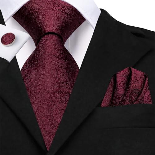 Image of Hi-Tie Men's Silk Ties Formal Woven Classic Necktie Pocket Square Cufflinks Lapel Pin Set Wedding Business