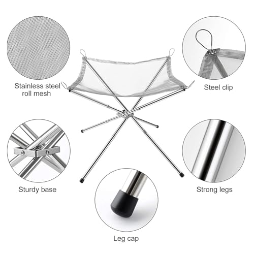 Portable Outdoor Fire Pit, Steel Mesh Camp Fire Pit for Wood Burning, Folding Firepit Fireplace with Carrying Bag for Camping, Campfire, Patio, and Garden (42 * 42 * 34cm) - Image 4