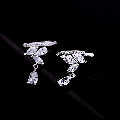 Dainty Diamond Cuff Cartilage Half Small Hoop Earrings For Women Girls Non Piercing Ear Wrap Huggies Hoops Cz Crystal Leaf Teardrop Clip Hypoallergenic Fashion Wedding Holiday Jewelry Gifts #TOP5