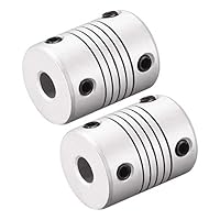 sourcing map 2Stk. 8mm zu 8mm Aluminiumlegierung Stab Flexibel Kupplung Motorsteckerverbindung L25xD19 Silber