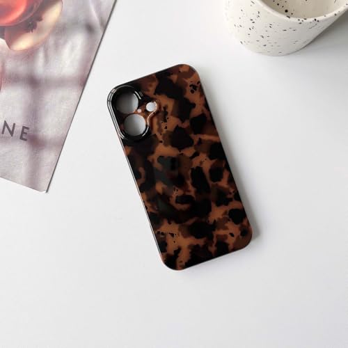 NITITOP Compatible with iPhone 16 Case Cute Stylish Leopard Print Brown and Black Amber Aesthetic Design for Women Girls Men Soft TPU Shockproof Protective Cover - Black by NITITOP - Image 2