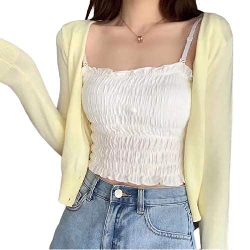 HELISHA Womens & Girls Slim Fit Padded Crush Tank-Top (Removable Pads) Free-Size (26-32 Bust-Size)