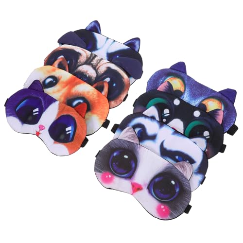 POPETPOP 8個 ペットの表情アイ ますく 女の子用スリープ 目隠し 睡眠 バルク かわいい動物のアイ 用スリーピング ショートぬいぐるみ