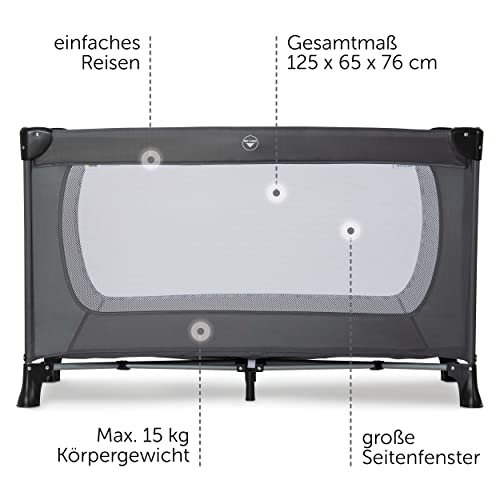 Hauck Baby Reisebett Set mit Matratze und Moskitonetz Dream n Play Plus - faltbares Kinder Babyreisebett mit Tasche und seitlichem Eingang - Grau – Bild 5