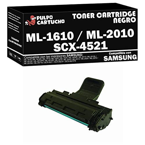 Pulpo Cartucho - Toner ML-1610 / ML-2010 / SCX-4521 Negro Compatible con Samsung MLT-D119S - Remanufacturado - Valido para Impresoras Samsung ML 1610/ML 2010/ML 2015/ML 2020/ML 2510/SCX 4521F/SCX 4521 ⭐