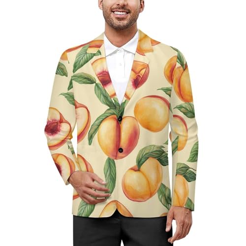 Peach Fruit Men's Slim Suit Long-Sleeve Prom Tuxedo Classic Two Button Business Jacket