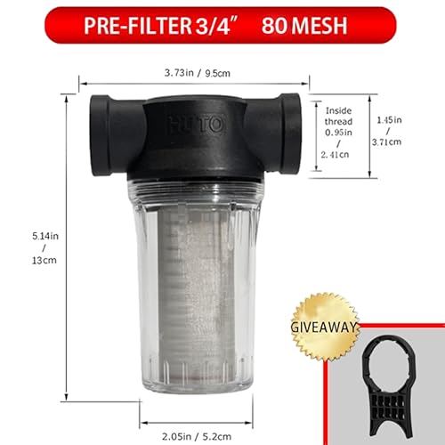 Image of Water Pump Strainer Filter Inlet for High Pressure Washer, Sediment Filter Attachment, 80 Mesh Screen(3 /4 inch 80Mesh)