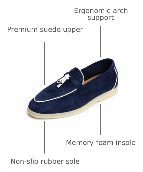 Image of XOBZJH Women's Leather Suede Loafers Flats - Slip-On Penny Loafers with Soft, Comfortable Driving & Dress Shoes for Casual Office Work All Day