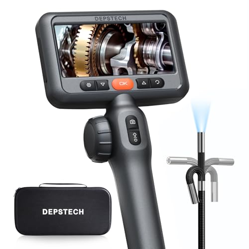 DEPSTECH 6.2mm Drehbar Endoskopkamera mit Licht, 1080P Endoskopkamera Beweglicher Kopf 210°, 4,5' IPS Bildschirm Endoskop Kamera Inspektionskamera Rohrkamera Kanalkamera-1.5m