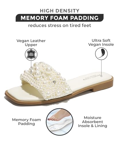 Project Cloud ROSEMARY-WHIT-7.5 Womens Sandals & Flats Slippers - Rhinestone Sandals For Women 2024 Memory Foam Flats For Women Non-Slip Women'S Sandals, Slides thumb #1