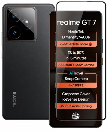 Image of Military-Grade Tempered Glass Screen Protector Compatible for Realme GT 7 / GT 7T / GT 7 Dream Edition 5G with Edge to Edge Coverage and Easy Self Installation Kit