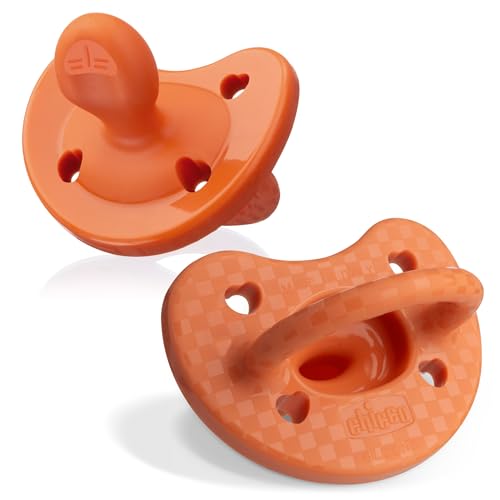 Image of Chicco PhysioForma Luxe Orthodontic Pacifier for Babies 16-24 Months, One-Piece 100% Soft Silicone, Supports Breathing, Textured Shield & Handle, Sterilizing Case, BPA Free, 2-Pack, Terracotta