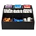 Restaurantware-11.75 x 5.5 Inch Coffee Condiment Organizer, 1 Square Creamer Organizer - 9 Compartments, Break-Resistant, Black Bamboo Coffee Accessory Caddy, Won't Chip, For Sugar Packets & Creamers