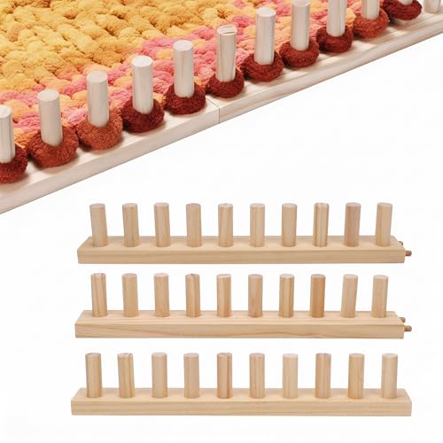 MEKOTRIN 46 Chunky Knitting Blanket Loom 3PCS Thick Wooden Blanket Loom for Chunky Yarn Adjustable Size Beginner-Friendly Yarn Craft Weaving Tools Easy to Assemble for Home Decor Craft Studio
