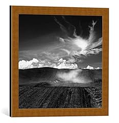 kunst für alle Quadro con cornice: Robert Thomson Der moderne Cowboy reitet weg - stampa artistica decorativa, cornice di alta qualità, 50x45 cm, Rame spazzolato