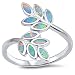 CHOOSE YOUR COLOR Sterling Silver Leaf Ring