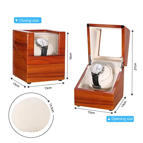 JQUEEN Single Watch Winder with Quiet Japanese Mabuchi Motor (Applewood) - Thumbnail 6