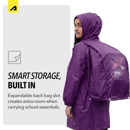 Image of Boldfit Unisex Kids Long Raincoat with Bag Slot for Boys & Girls Polyester Waterproof Jacket