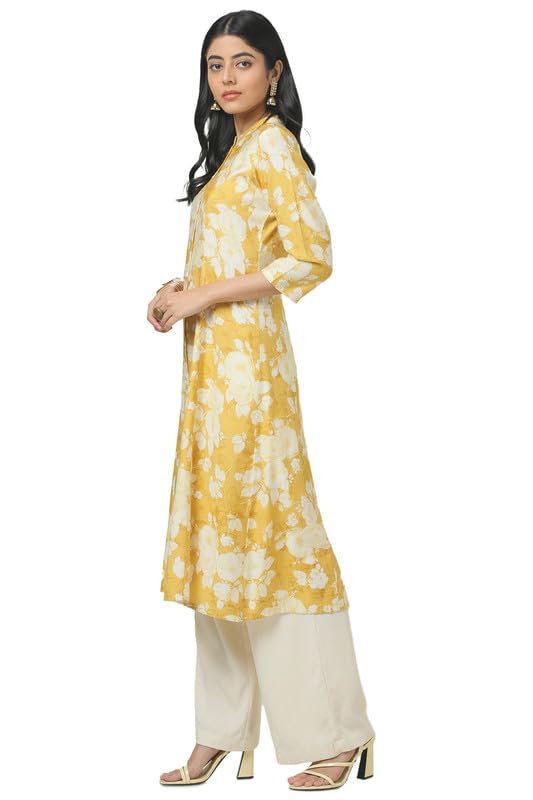 Image of Soch Womens Grey Muslin Floral Print Kurta