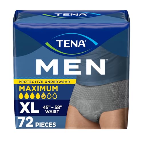 Tena Men Maximum Incontinence Underwear Grey XLarge 45-58in 72 ct