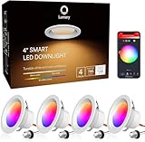 Smart Recessed Lighting - Lumary 4 inch WiFi Led Downlight Color Changing Can Light Music Sync 9W(65W Equivalent) 810lm Compatible with Alexa Google Assistant No Hub Required (WiFi 4in-4 Pack)