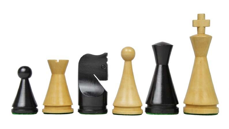 Combinazione di pezzi di scacchi a forma di cono della serie classica in bosso ebanizzato e bosso naturale - King 4'' con scacchiera in legno.