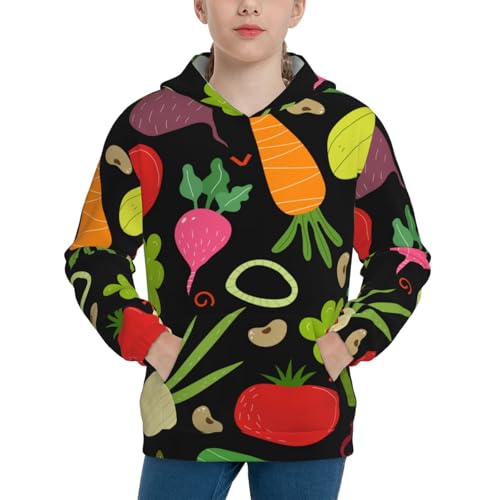 Cartoon Vegetables Kids Pullover Hoodies Boys Sweatshirts Girls Athletic Clothes with Pocket