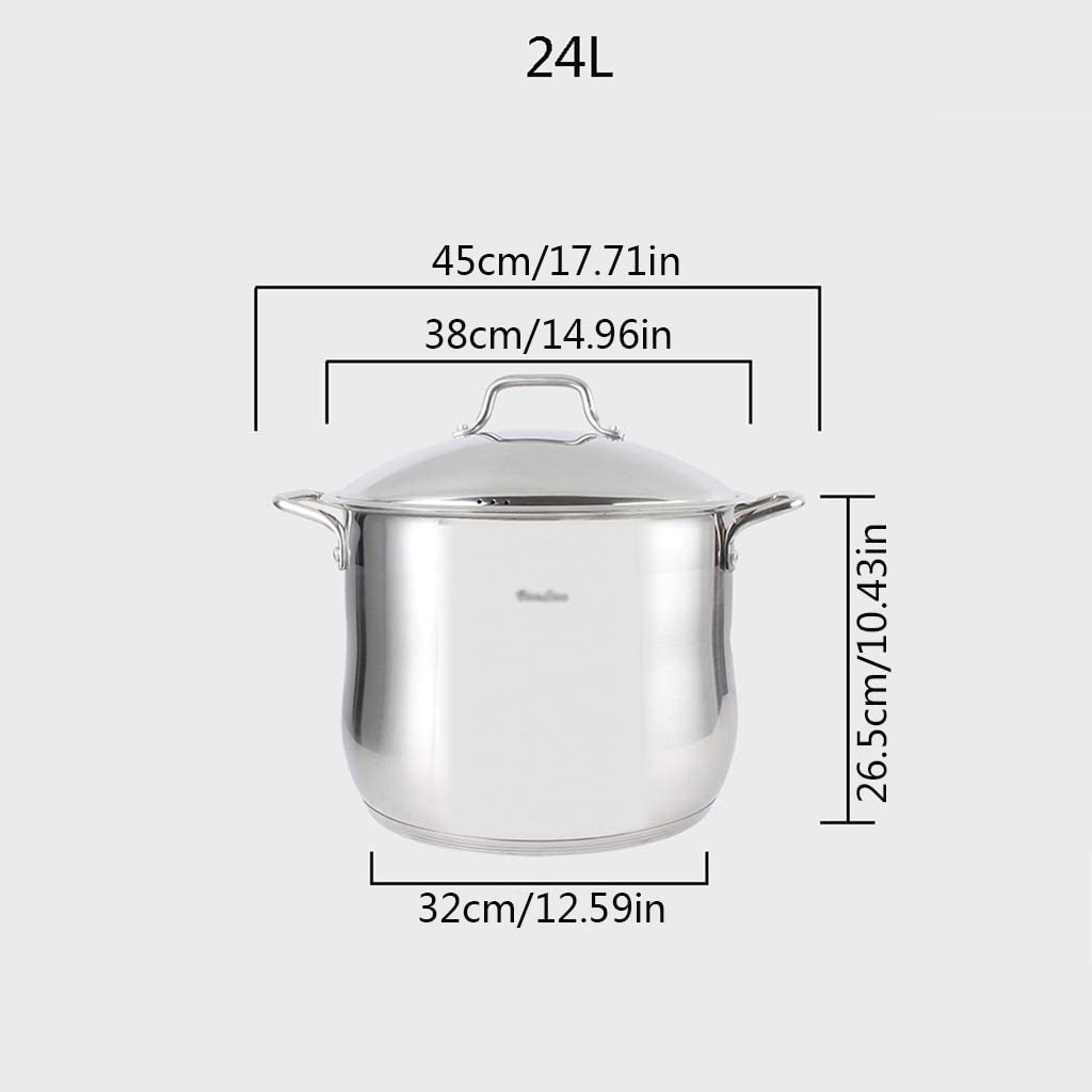 Olla grande de acero inoxidable, olla resistente para guisos, apta para todas las estufas, 21 L