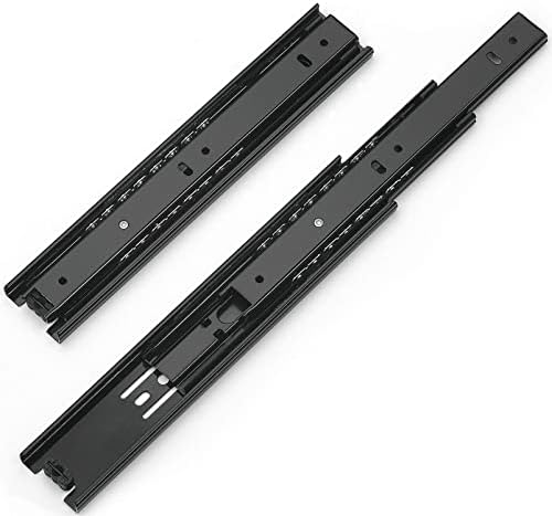 OCG Drawer Slides 12 Inch， Side Mount Ball Bearing Drawer Slides，3-Section Full Extension 100 LB Capacity 5 Pairs Black