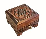 Star of David Wood Jewelry Keepsake Lock Key Box Judaica